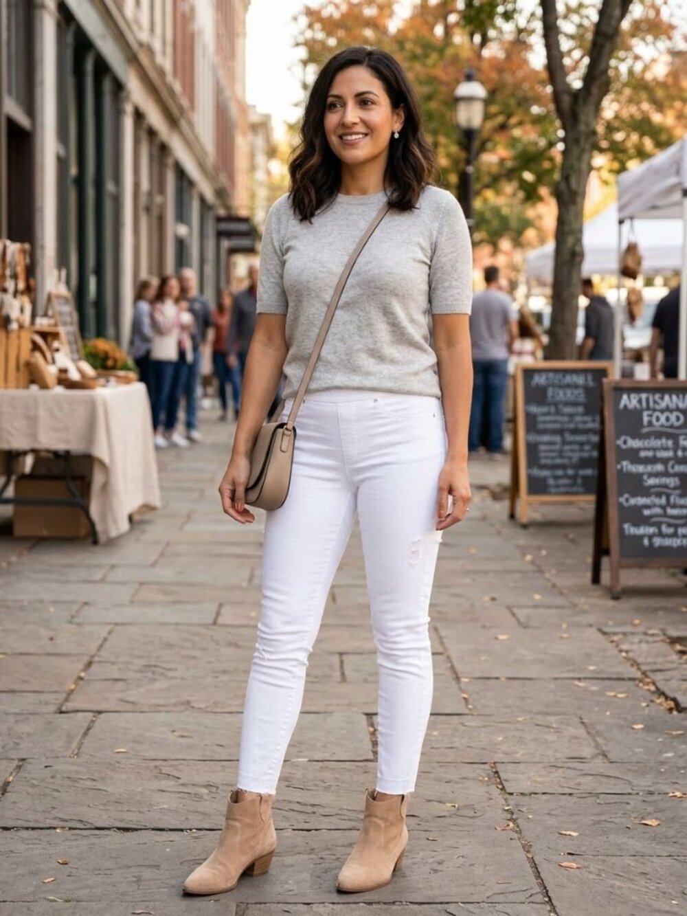 SPANX White High-Rise Tummy Control Pull-on Causal Ankle Skinny Jeans 3754